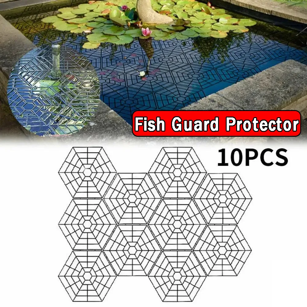 

10 PCs/Set Pond Guard Net Protector Pond Guard Fish Netting Hexagonal Plastic Floating Protective Cover For Birds Pets