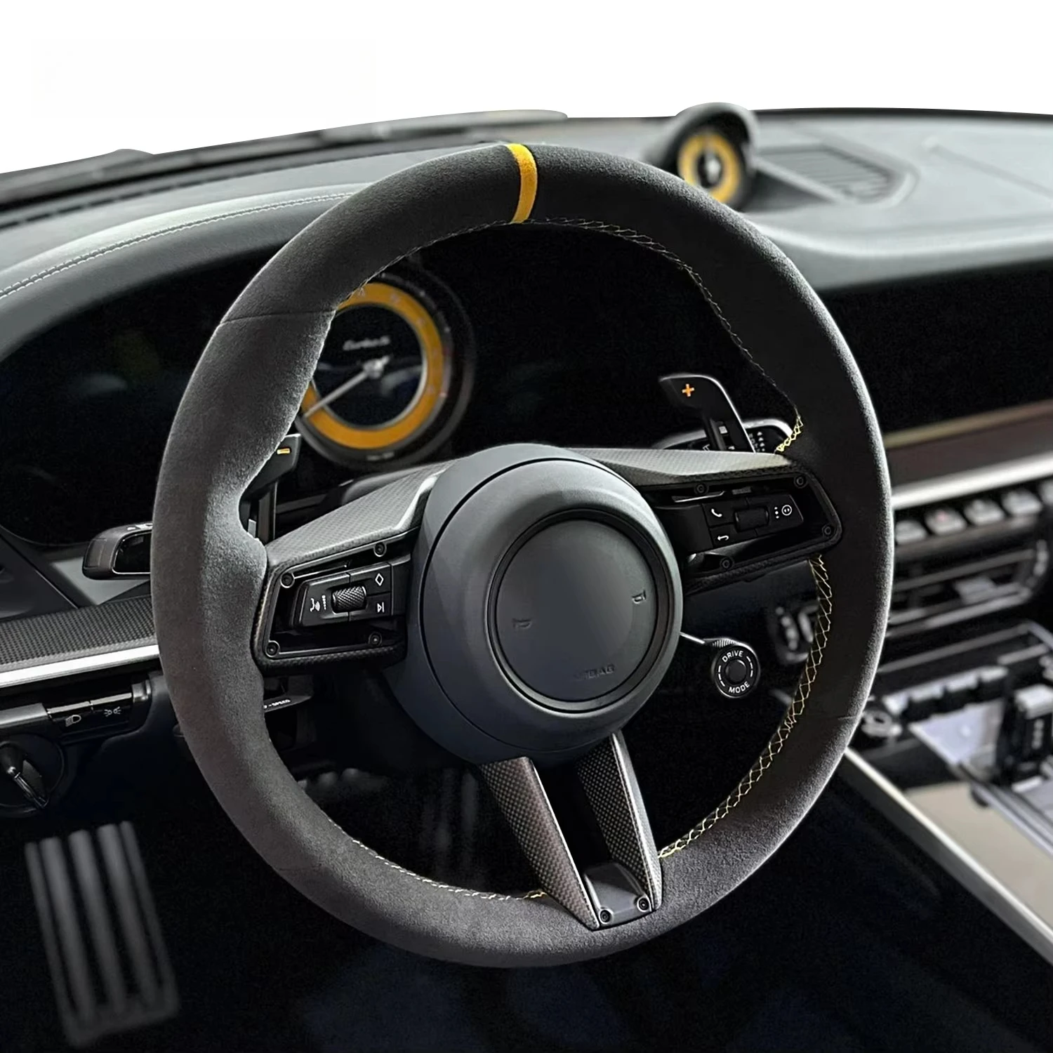 

Sport Full Wrap Suede Steering Wheel For Porsches Cayenne Cayman Macan Panamera Taycan 911 971 996 987 997
