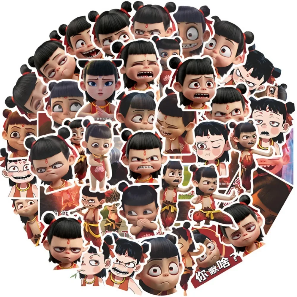 

50Pcs Funny Chinese Anime Nezha 2 Cute Graffiti Stickers cosplay figure Decoration decals Scrapbook Stationery School Supplies