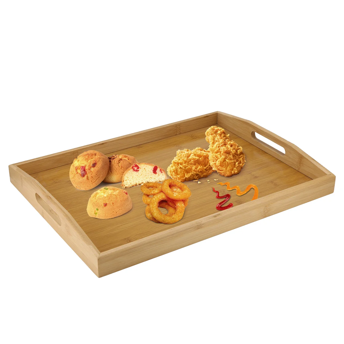 Wooden Tray with Handles, Living Room Coffee Table Footstool Tray, Oversized Wooden Dinner Tray, Breakfast Decoration