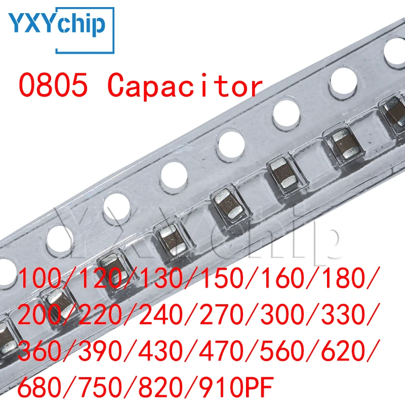 

100pcs SMD Capacitor 100/120/130/150/160/180/200/220/240/270/300/330/360/390/430/470/560/620/680/750/820/910PF C0G NPO 5%