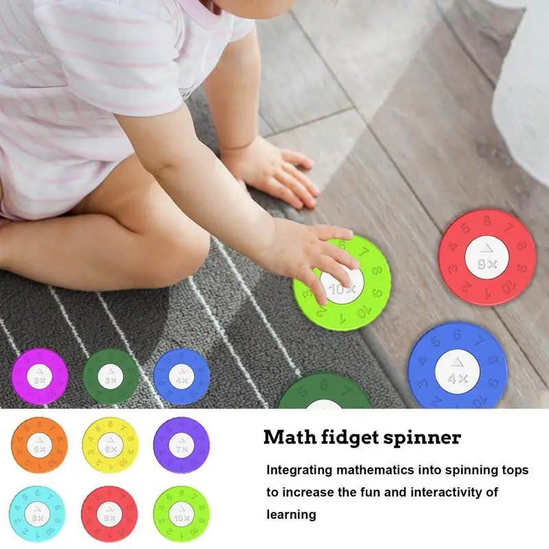 Math Fidget Toy For Kids Educational Math Fact Spinner Toy 9pcs Number Round Math Spinner Learn Multiplication And Division For