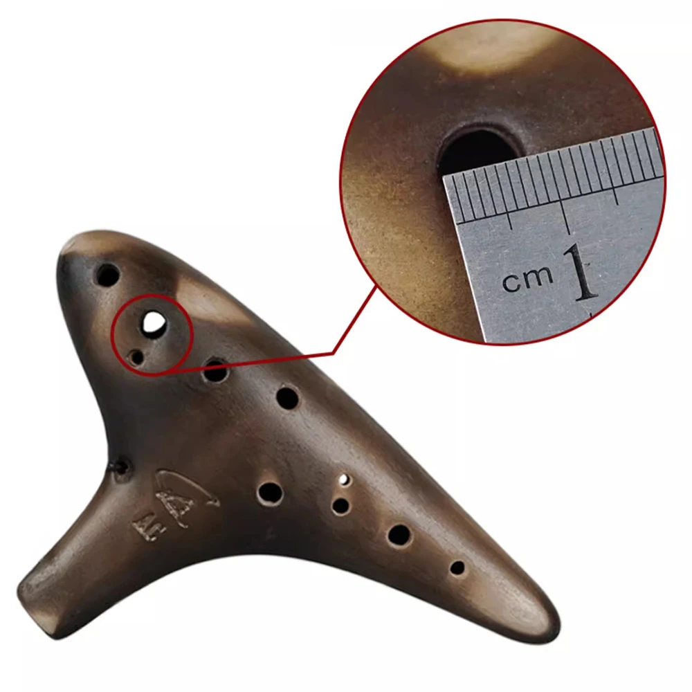 ocarina 12 Holes MidrangeTone C High pitched Tone C Smokey Straw Fired Ceramic Ocarinas with Protective Bag