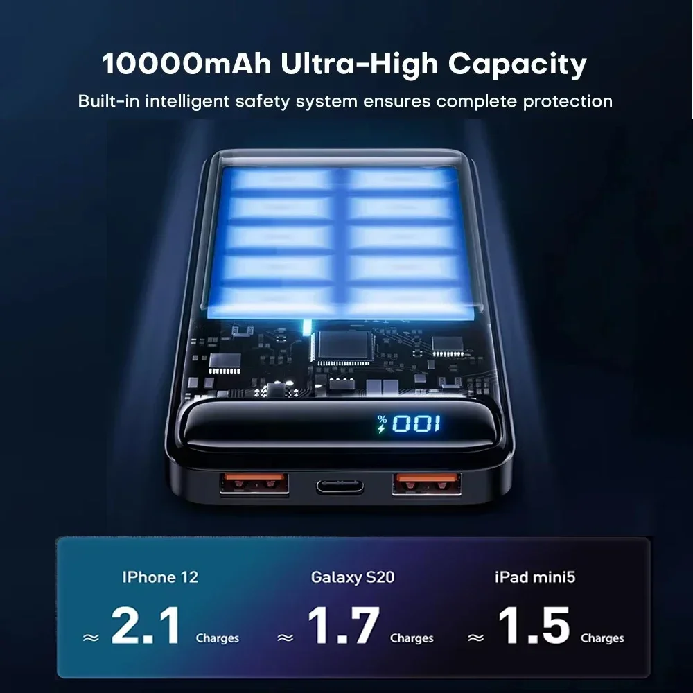 10000mAh Power Bank 22.5W Portable Charger Auxiliary Battery Pover Bank Super Fast Charging Powerbank for iPhone Samsung Xiaomi