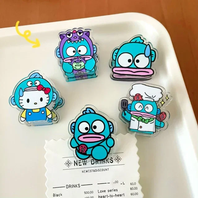 5pcs Kawaii Sanrio Cute Hangyodon Cartoon PPClip Multifunction Examination Paper Profile Tidy Up Document Clip School Supplies