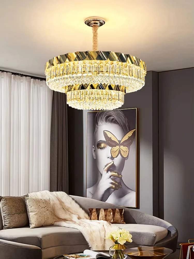 

Дизайнерские скандинавские подвесные светильники для потолка, люстра для спальни, роскошная круглая хрустальная люстра для гостиной