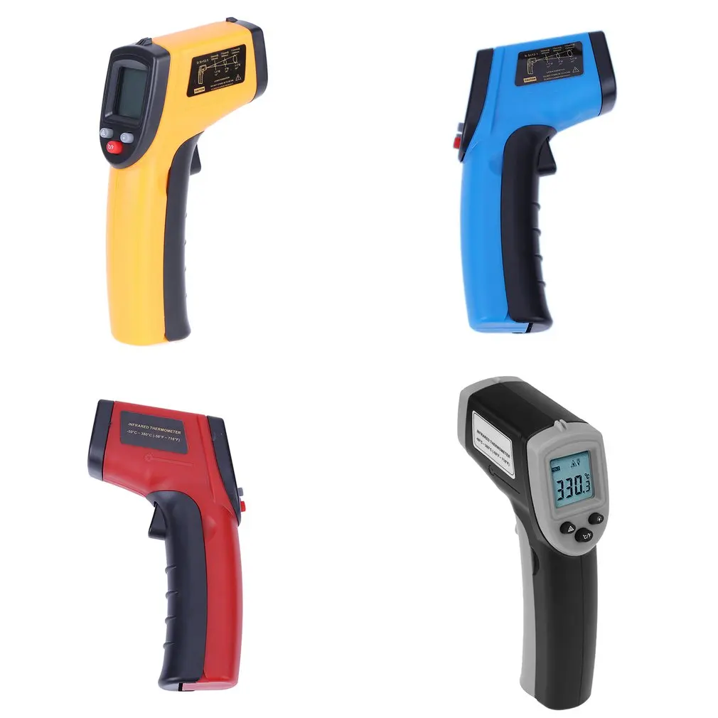 Digital Infrared Thermometer Laser Handheld Temperature Meter Non-contact Pyrometer Imager Hygrometer IR Color LCD Light Alarm