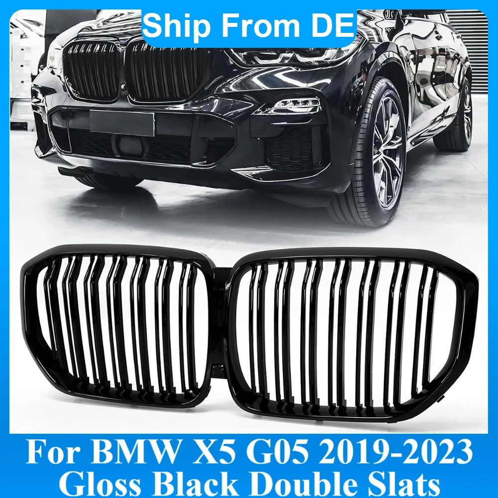 Front-Kühlergrill für BMW X5 G05 2019-2023 XDrive40i/XDrive50i/XDrive45e/M50i Doppellamellen Auto-Frontstoßstange Renngrill Motorhaube