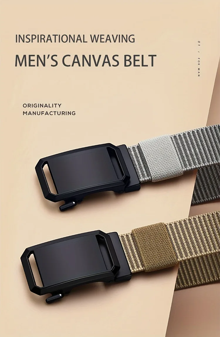 Canvas Taktische Gürtel für Herren mit Langlebiger Automatikschnalle, Ideal für Outdoor-Jagd, Abenteuer & Training Freizeithosen – Detail 6