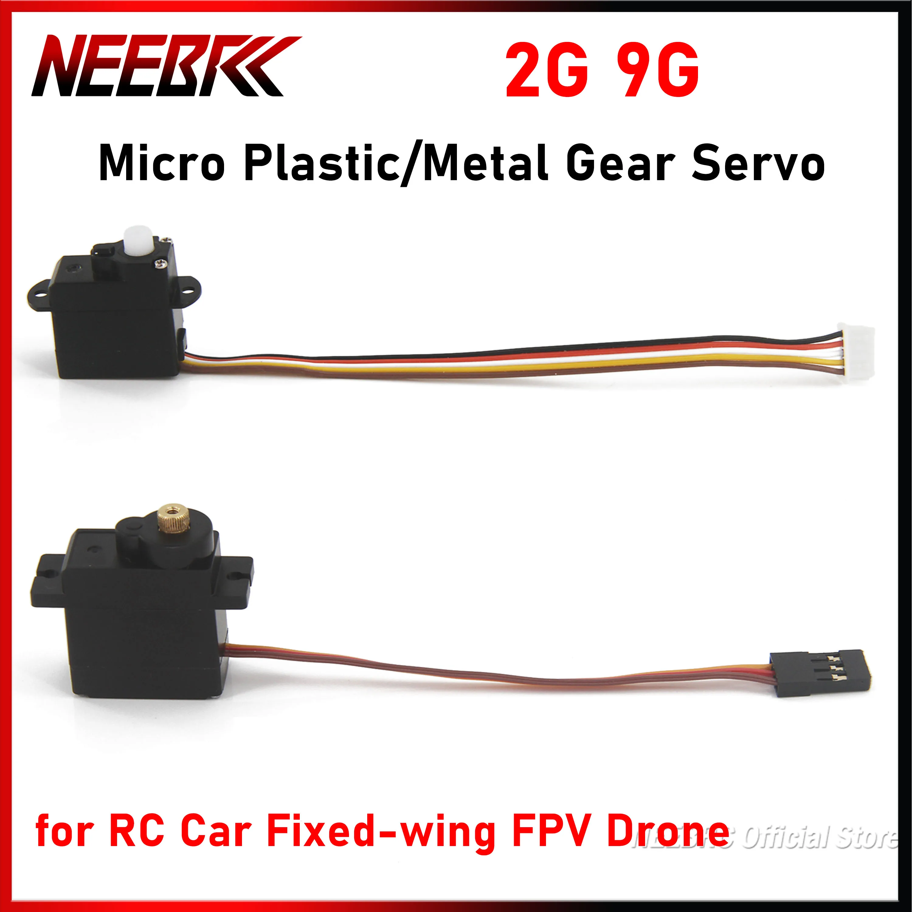 

NEEBRC 2G 9G Plastic/Metal Gear Mini Servo Motor for RC Racing Drift Micro Car Fixed-wing FPV Drone Helicopter Wltoys Parts Toy