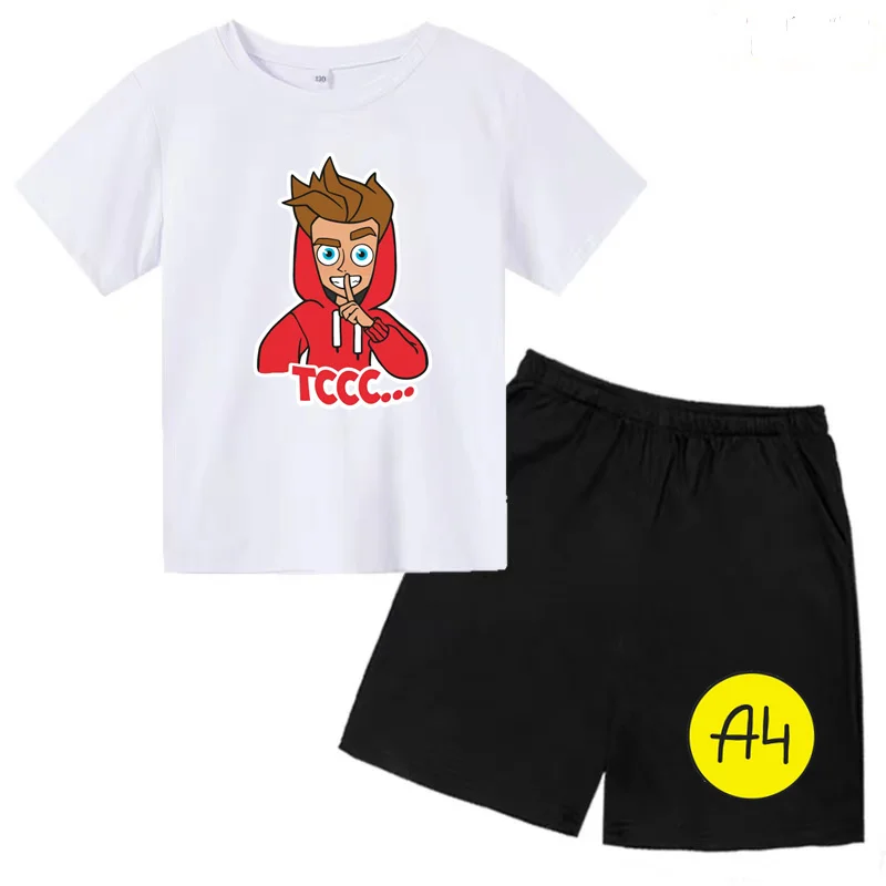 Kids Idol Merchandise A4 Print T-shirt 3-12Y Charming Clothes Boys Girls Toddler Short Sleeve +Shorts Sunshine Casual Sports Set