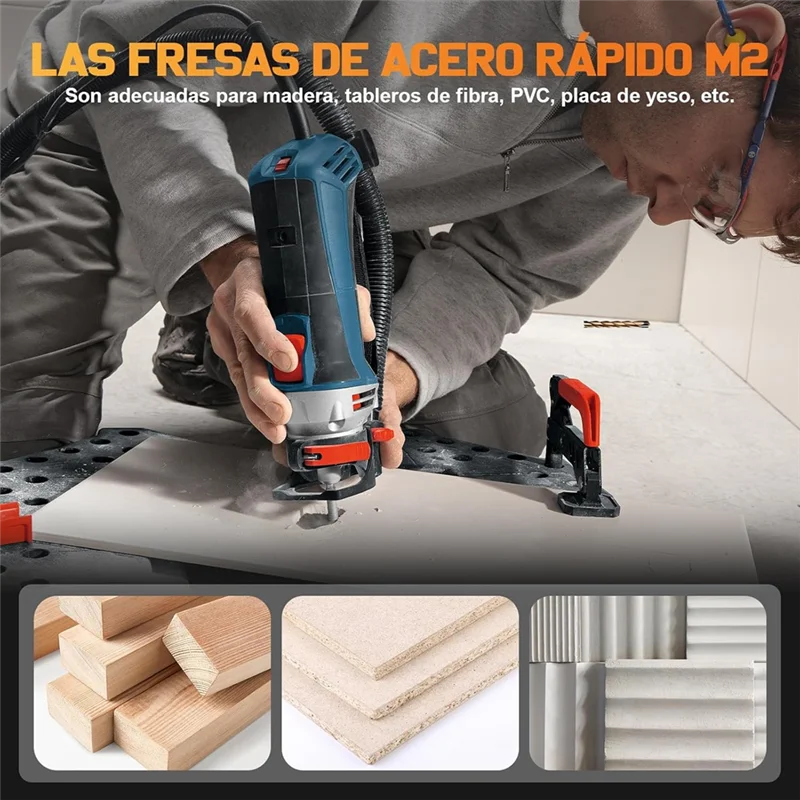 Фреза для гипсокартона PORK 1/8 дюйма, фрезы для гипсокартона, направляющая Brocas Para для гипсокартона для использования со спиральными пилами для дверей