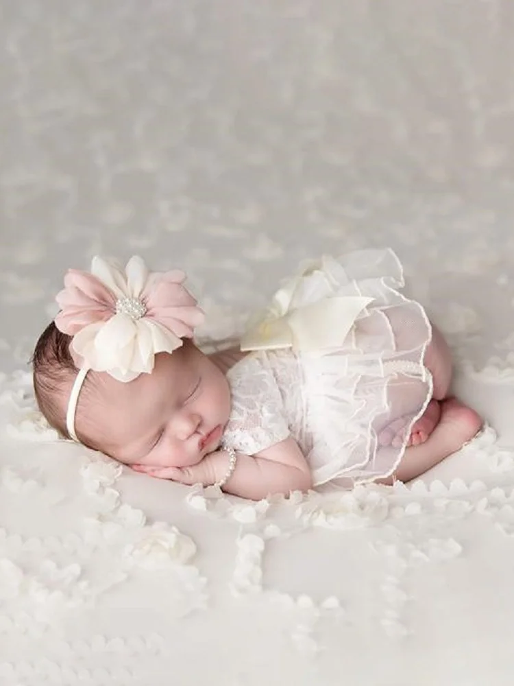 Fashion Cute Newborn Baby Girls Photography Props Headdress Lace Outfits Photo Shoot Props Outfits