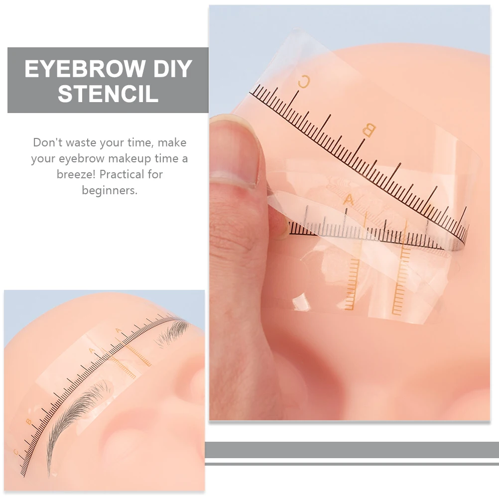 

10 Pcs Yellow Wide PVC Transparent Disposable Stickers Eyebrow Shaping Tool Measuring Ruler Tattoo Kits Stencils Plastic Eyebrow