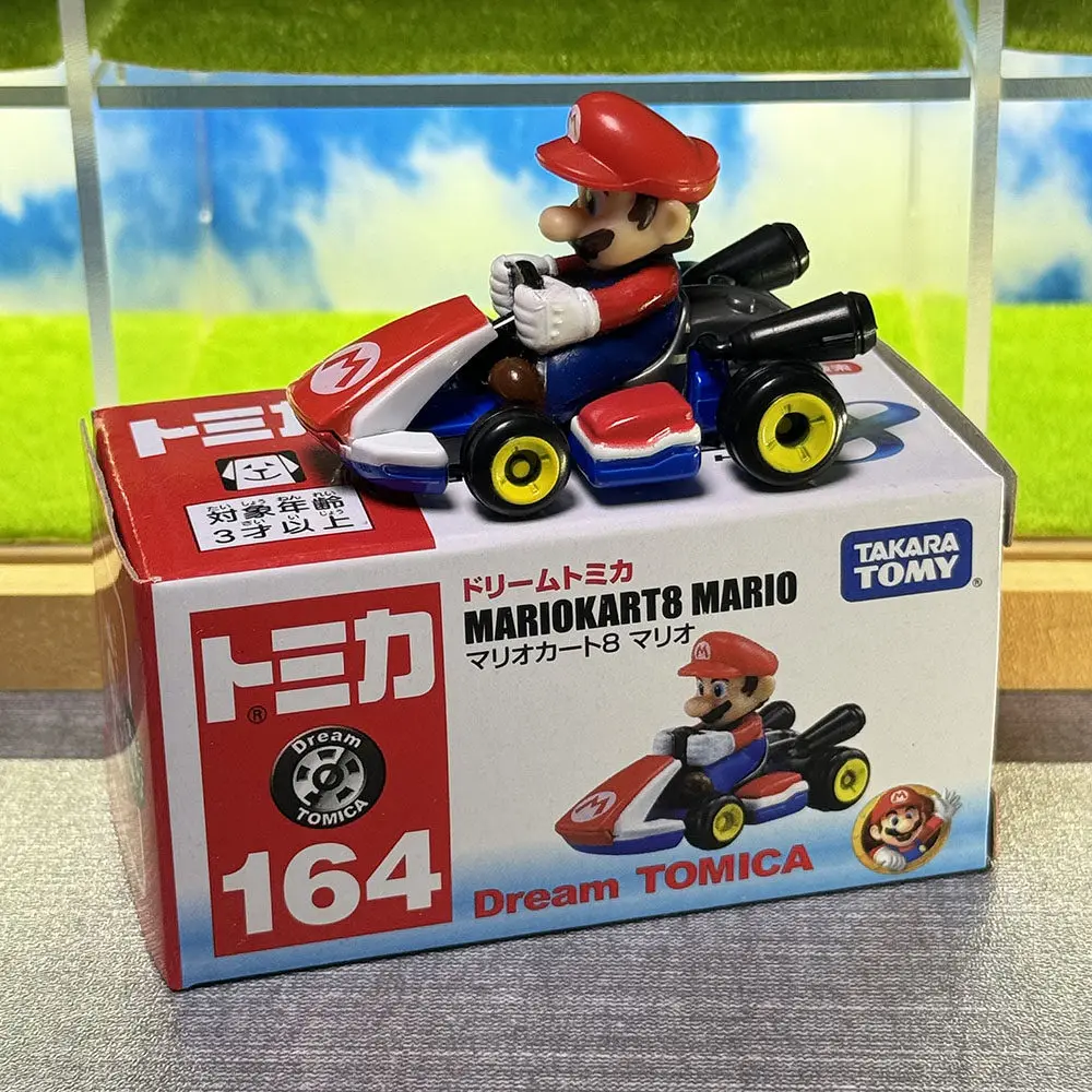 Original TAKARA TOMY Dream Tomica No.164 Mario Kart 8 Mario Super Mario Diecast Alloy Model Car Collectible Gift for Kids