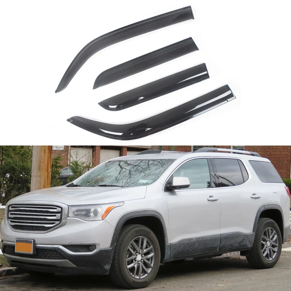 For GMC Acadia 2007-2019 Auto Side Window Wind Deflectors Visors Black Rain Guard Door Visor Vent Shades Dark Smoke Ventvisor