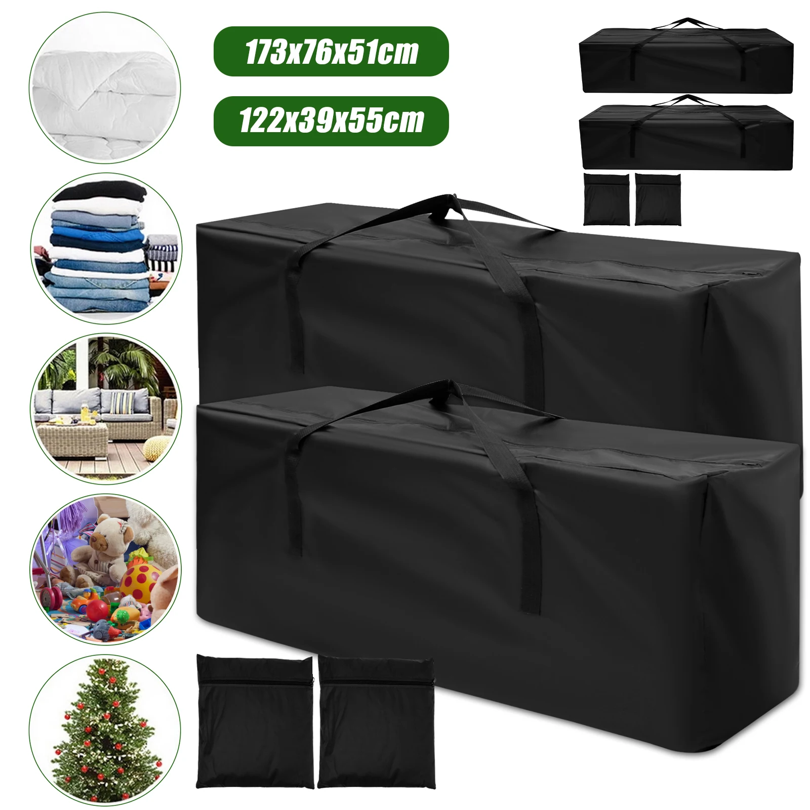 

Outdoor Furniture Mat Storage Bag Waterproof 210D Oxford Fabric Dust Protective Cover Rip Resistant Patio Furniture Storage Bag