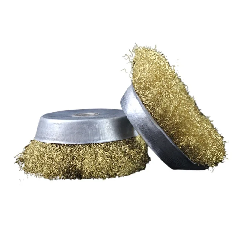 Bowl Type Copper Wire Wheel Brush for Angle Grinder, 0.15 Steel Wire, for Woodworking Metal Polishing Rust Removal