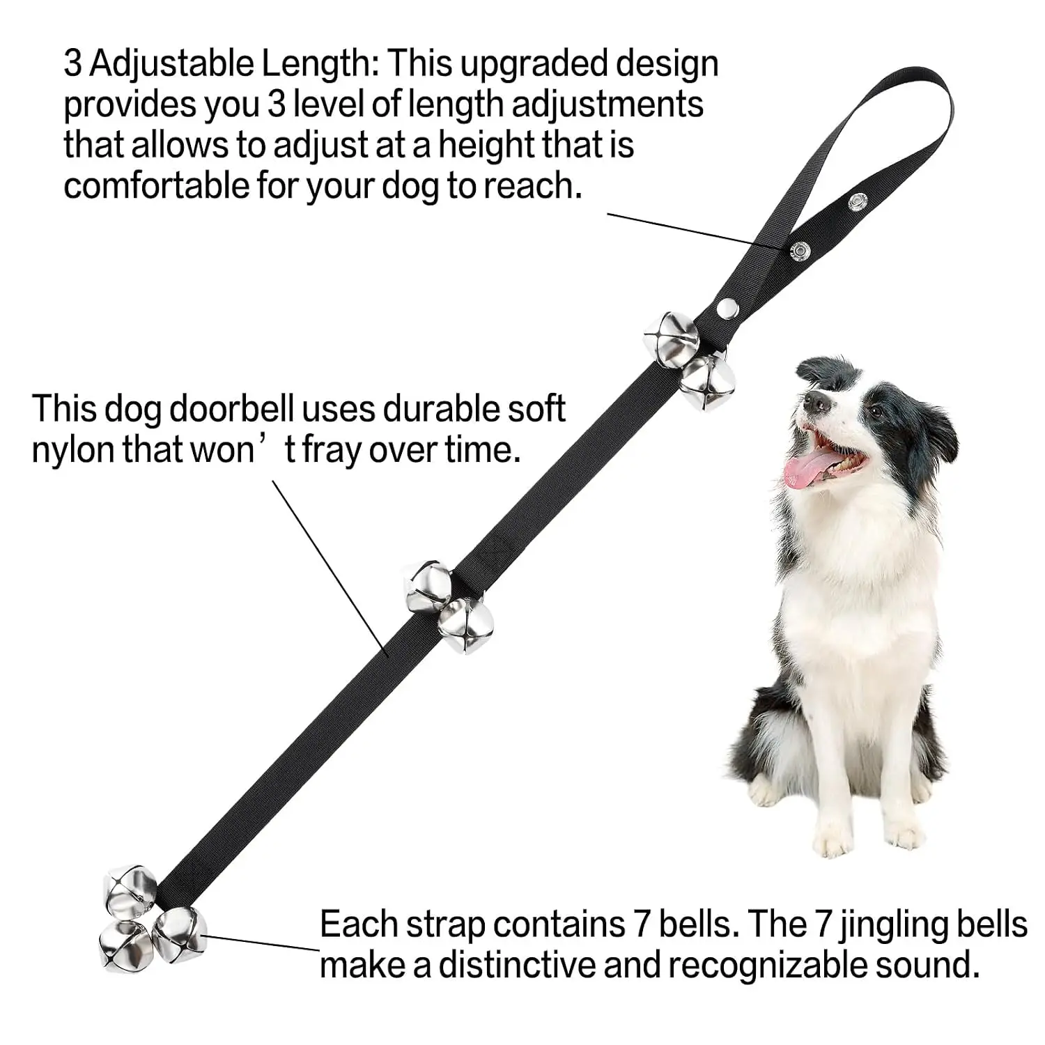 2 Pack Dog Doorbells Potty Training Communication Device Adjustable Strap Door Bell Puppy Training with Free Whistle, Customized