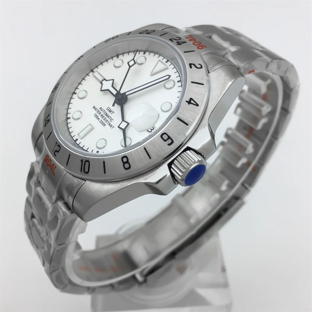 40mm メンズ GMT ダイブウォッチ NH34 ムーブメント 24 時間固定ベゼル サファイアガラス ステンレススチールストラップ 100m 防水