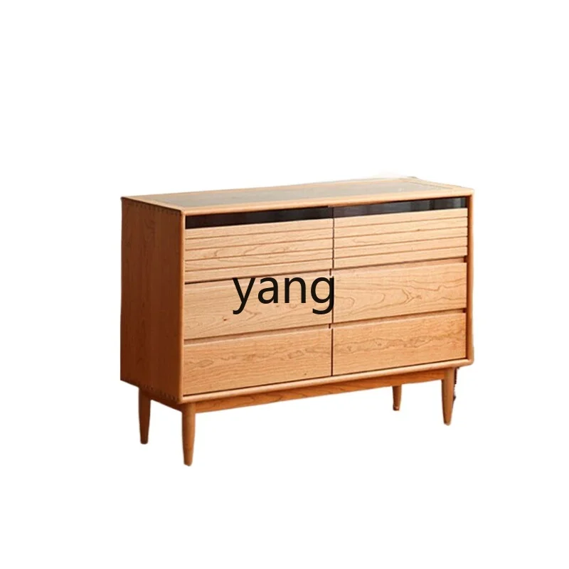 

tgf Solid Wood Six-Drawer Cabinet Bedroom Storage Japanese Style Small Apartment Cherry Wood Drawer Cabinet