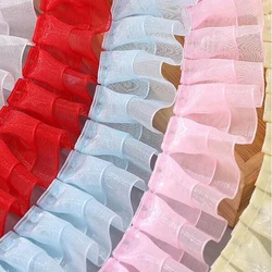 40 Yards 40MM Single Color Snow Yarn Double Lace Falbala Ruffled Skirt Edge Ribbon Lotus leaf Hair Bows DIY Accessories 9638