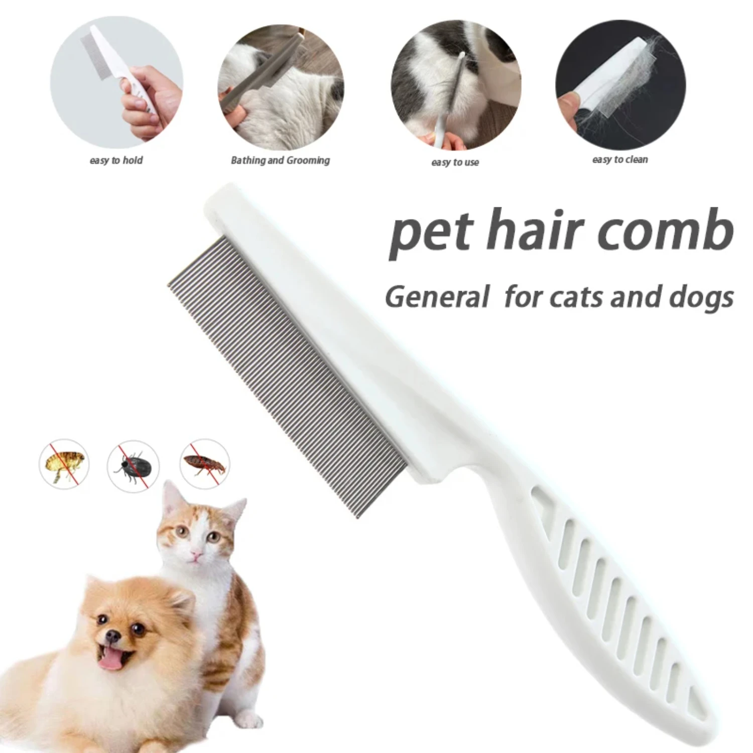 Dog Grooming Flea Comb Pet Care Comb Hair Brush Flea Removal Massage Comb Pet Grooming Portable Tools Pets Accessories