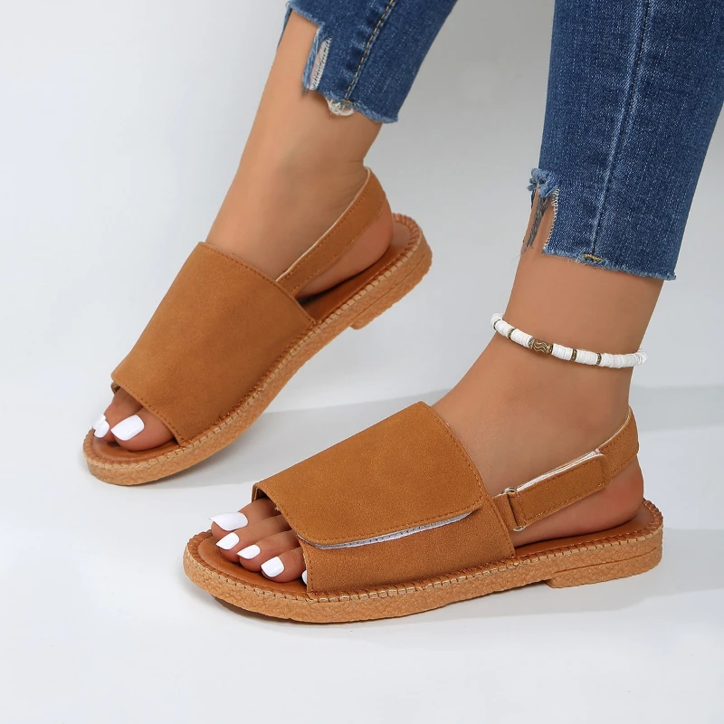 

2026 New Comfortable Flat Bottom Fish Mouth Lazy Women's Sandals Summer New Style Slip-On Casual Shoes