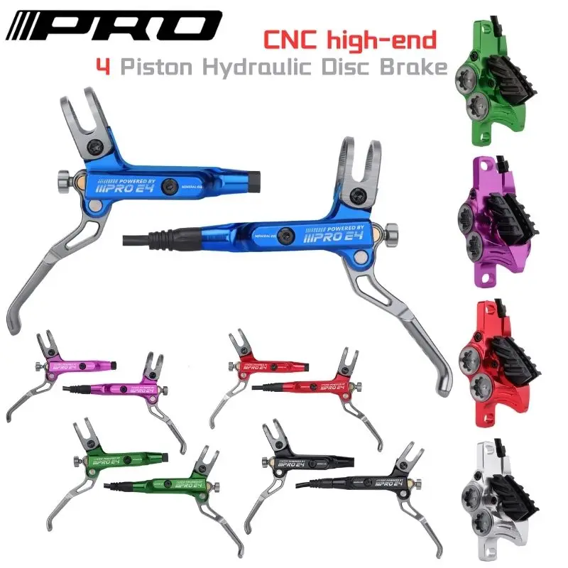 IIIPRO E4 Bicycle Hydraulic Disc Brake 4 Piston MTB Mountain Bike  Caliper Oil Brake Pressure 800/1550mm Front Rear Cycling Part