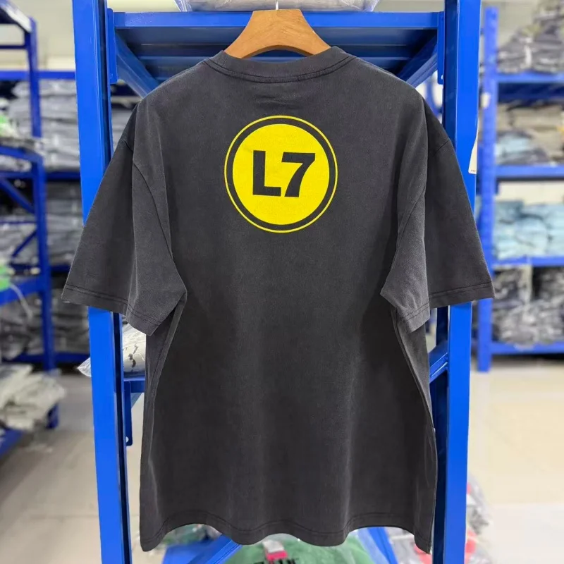 Men's Retro Washed Oversized T-Shirt 90s Grunge Balloon Print Cotton Tee