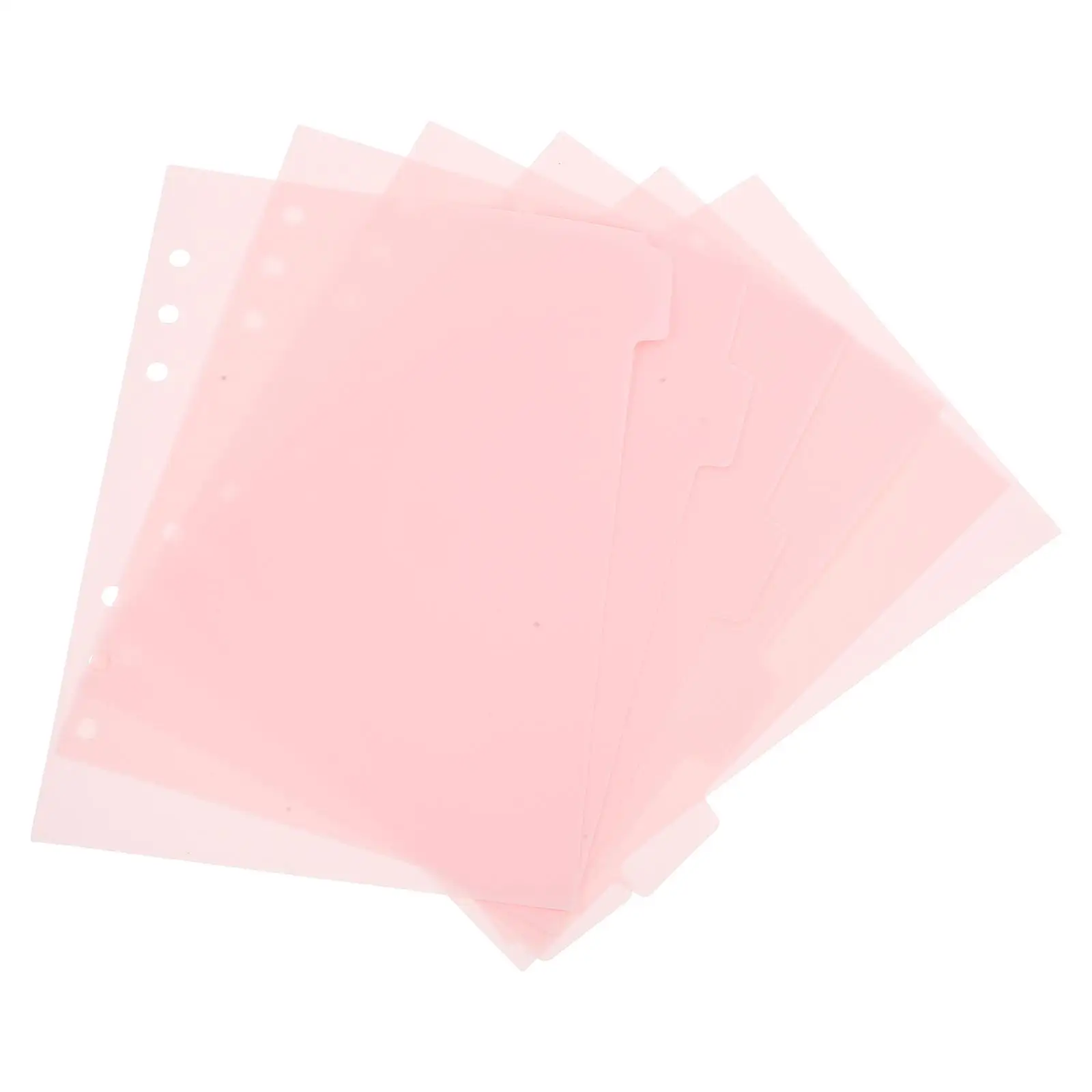 6 Pcs Pink Separators Journal Dividers Binder Removable Tabs Notebook A5 PP Creative Colored Classification