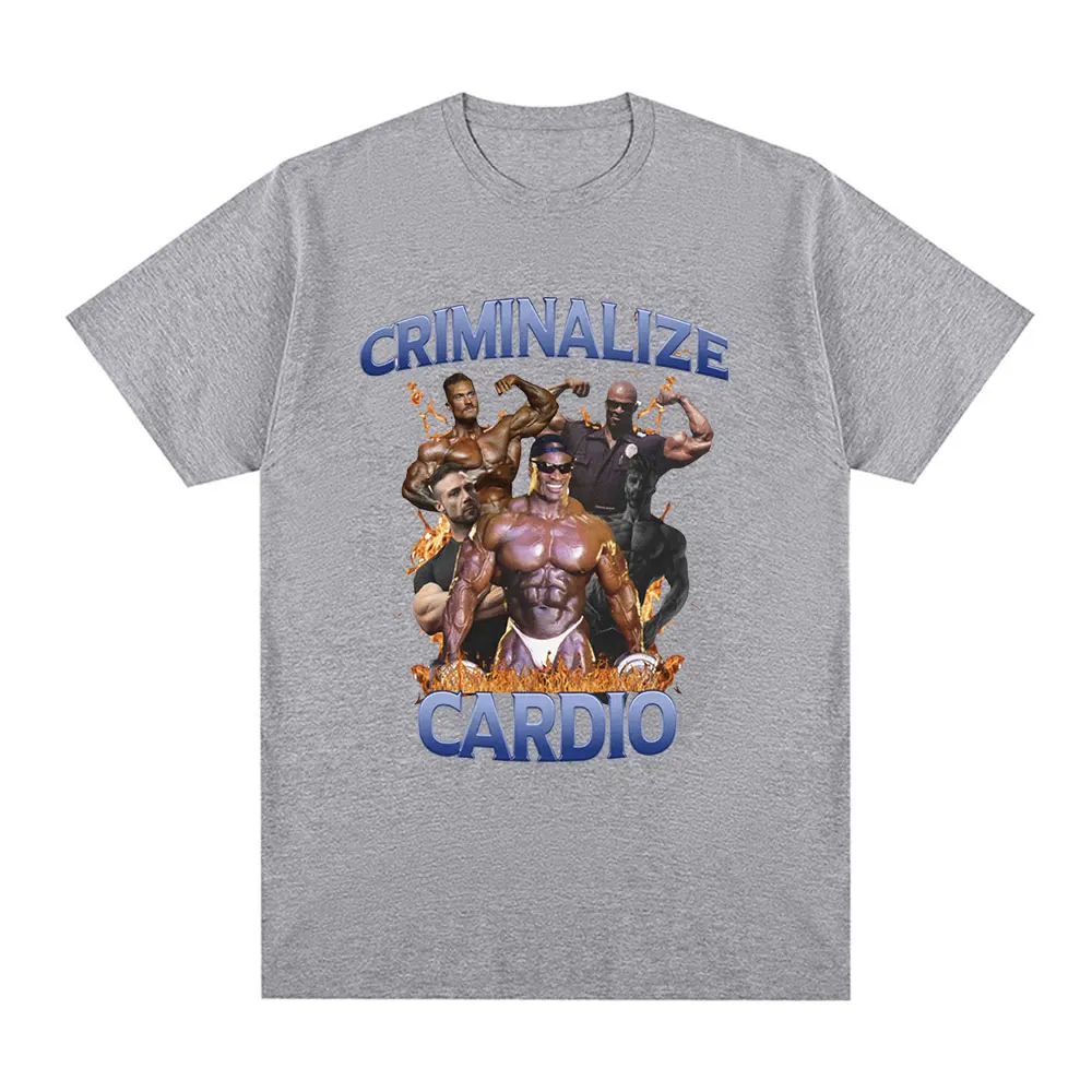 Criminalize Cardio Meme Graphic T Shirt men Gym fashion Short Sleeve T-shirt Men Fashion Hip Hop Cotton T-shirt women tee top