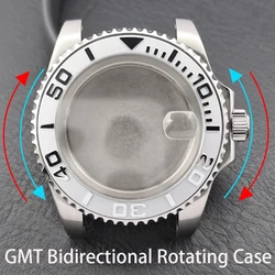 40.5MM sapphire glass GMT bidirectional rotating bezel less case fits for N H34/35/36 movement fits for 20mm strap accessories