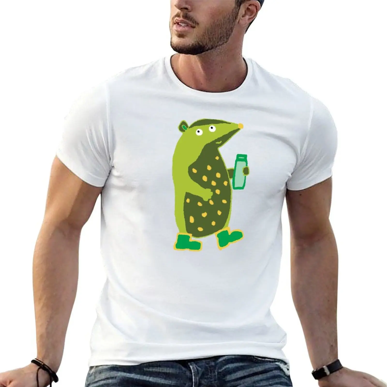 

Beautiful Badger With Water Bottle And Wellington Boots T-Shirt t shirt man luxury t shirts for man cotton funny T-Shirt