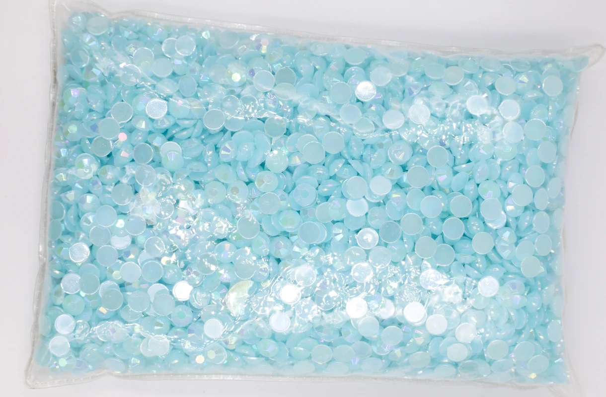 

Jelly Aquamarine AB Color 1.5~7mm Flat Back Round Acrylic Rhinestones Beads/Stones,3D Acrylic Nail Art / Garment Decoration