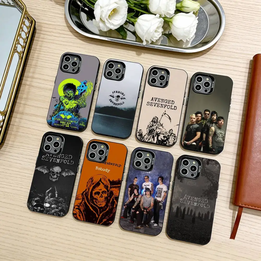 

R-Rock Avenged S-Sevenfold Phone Case For iPhone17,16,15,14,13,12,11 Plus,Pro Max Black Candy silver phone case