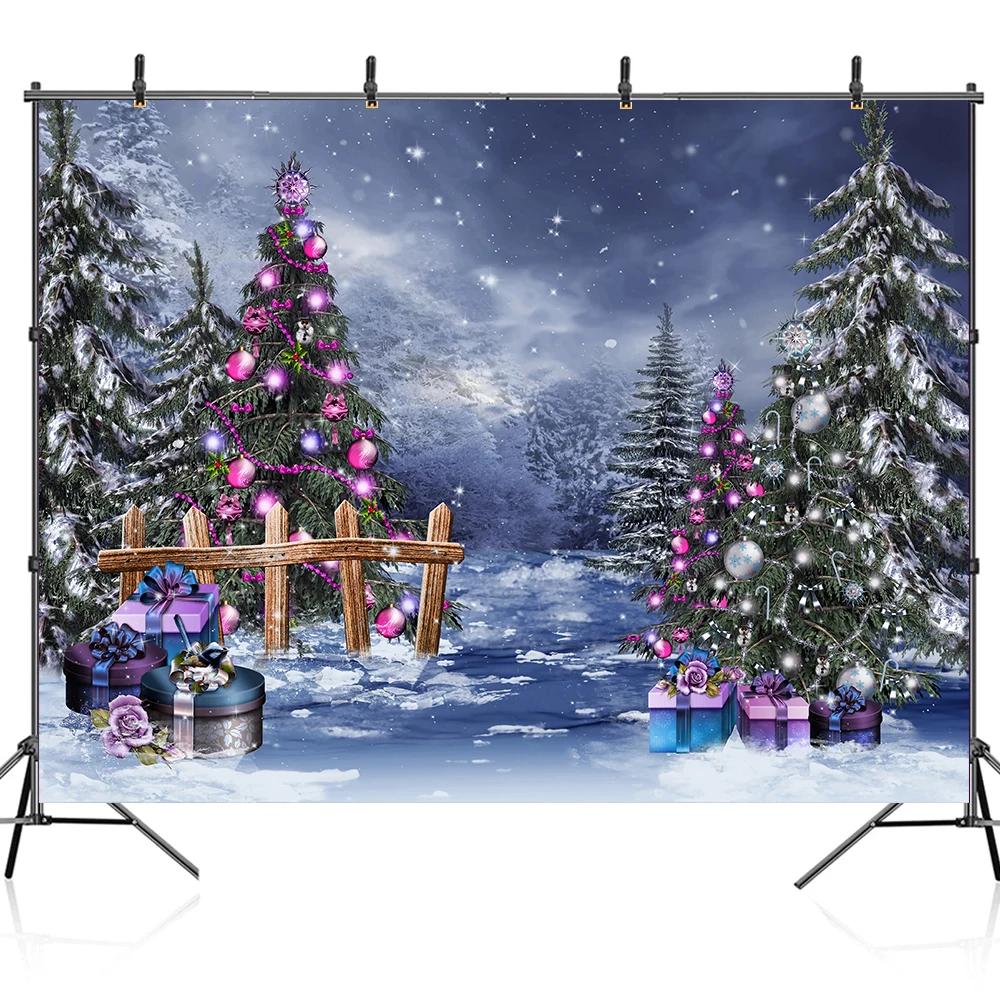 Christmas Photography Backdrop Photocall Christmas Tree Gift Baby Kids Portrait Party Decor Background Photographic Photo Studio