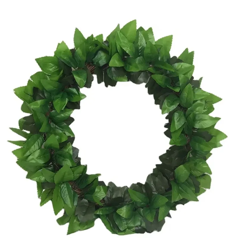 

Doors hung on the walls, windows and holiday wedding decorations, artificial green leaves, Christmas boxwood wreaths