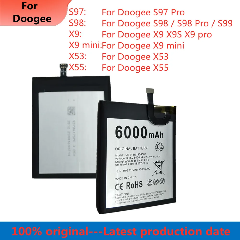 New Original Battery For DOOGEE S97 Pro BAT21ZN1318500 X9S X9 pro BAT16533000 X9 mini X53 BAT18532200 S98 Pro S99 BAT21ZN1356000
