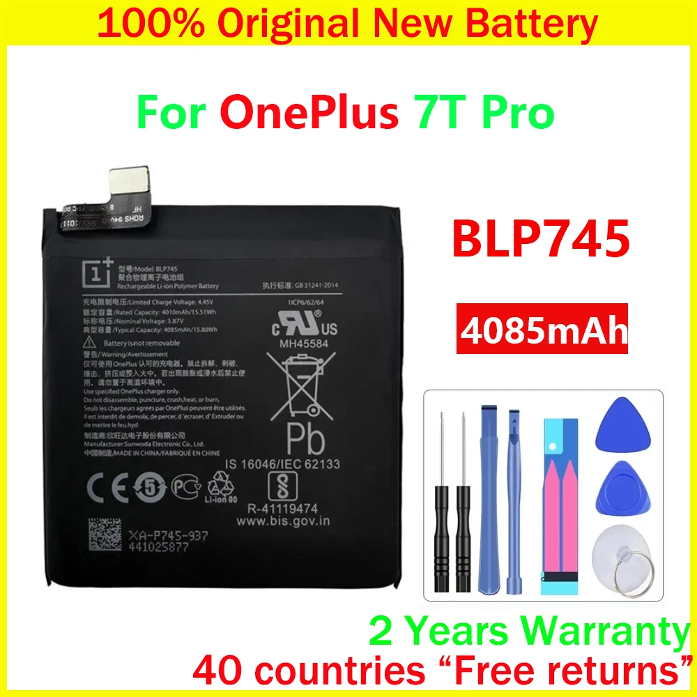 New Original BLP745 Battery For Oneplus 7T Pro 7 T Pro 4085mAh Replacement Batteries With Free Tools