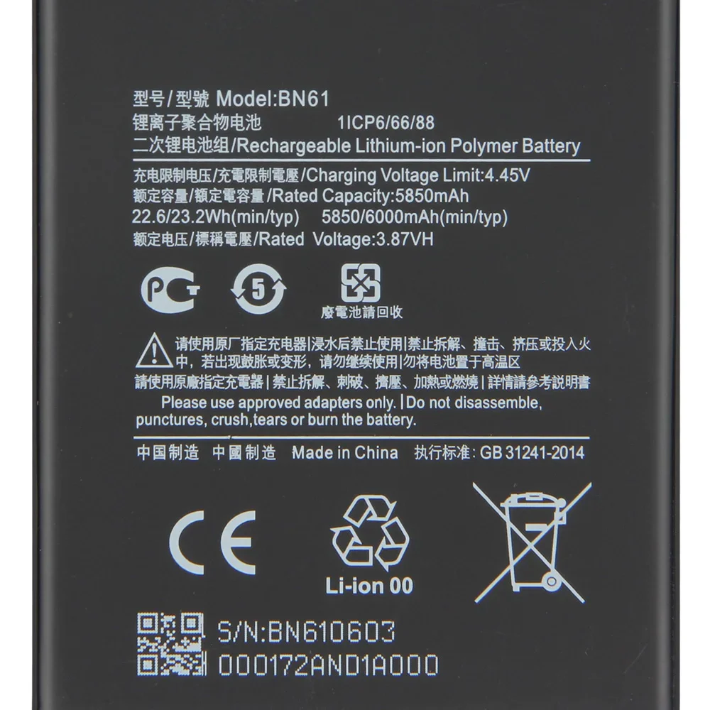

Сменный аккумулятор BN61 на 2025 годы для Xiaomi Pocophone X3 Poco X3, аккумуляторные батареи для телефона, высокая емкость 6000 мАч