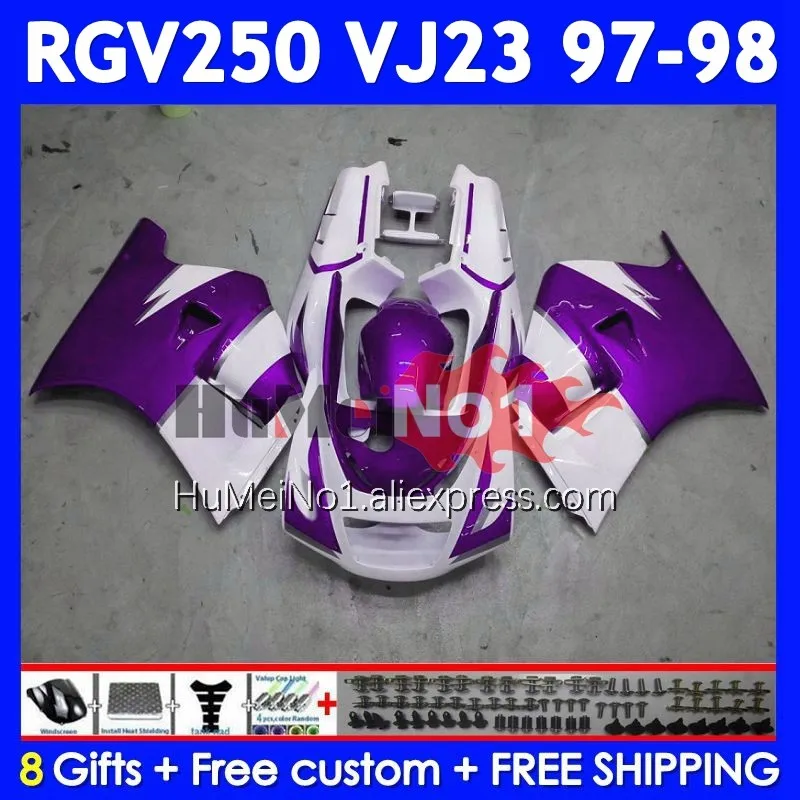 Bodys Kit For SUZUKI RGVT250 SAPC RGV 250 VJ23 97-98 110No.143 RGV-250 VJ 23 RGVT-250 RGV250 97 98 Hot purple 1997 1998 Fairing