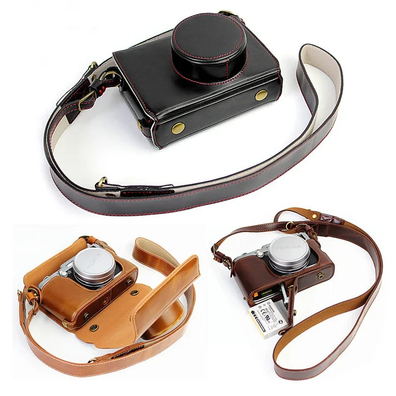 Wysokiej jakości etui ze skóry PU do Fujifilm X100 FinePix X100S futerał na aparat ładowania bezpośrednio