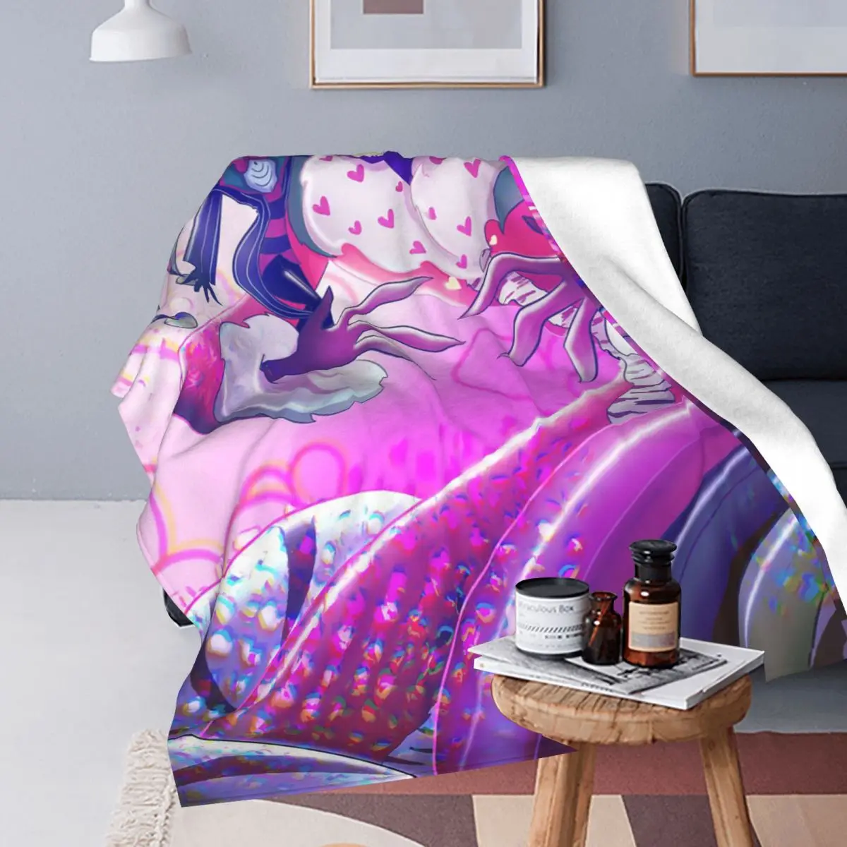 Asmodeus Helluva Anime Blanket Flannel Vintage Warm Throw Blankets for Home Restaurant All Season