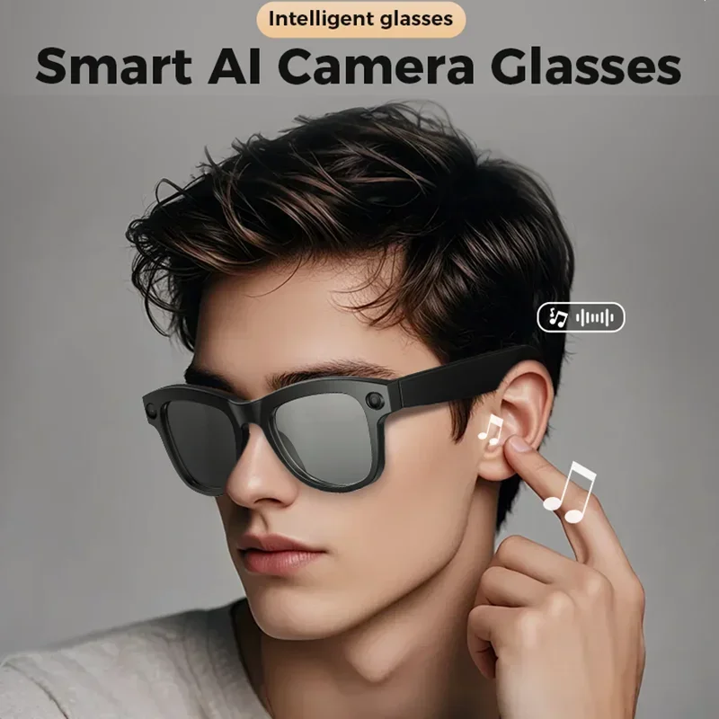 

AI Smart Glasses with 8MP Camera, 1080P HD Video Glasses with Anti-shake,AI Chat,AI Translation Open Ear Headset for Music/Call