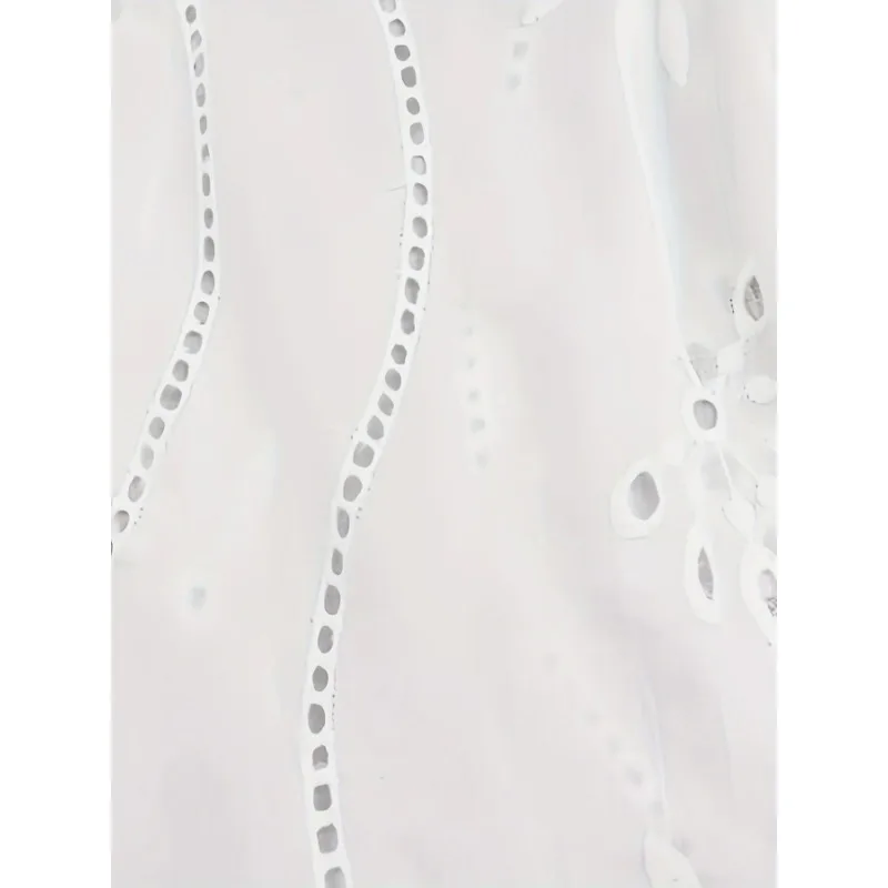 Plus Size White Summer Fashion Hot Sales Large Size Ladies Elegantly Embroidered Shirt With Hollow Pattern Women Top