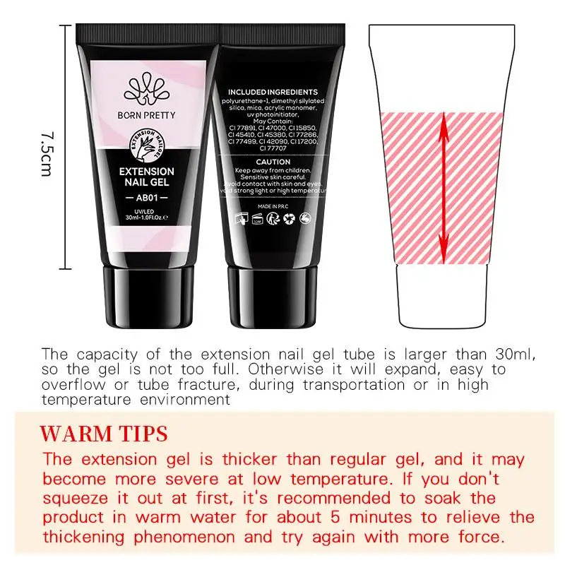 ولد جميلة 30 مللي تمديد جيل للأظافر البولندية بريق كريستال مسمار الفن سريع تمديد عارية الوردي ورنيس شبه دائم الأشعة فوق البنفسجية الصلب هلام مسمار #6