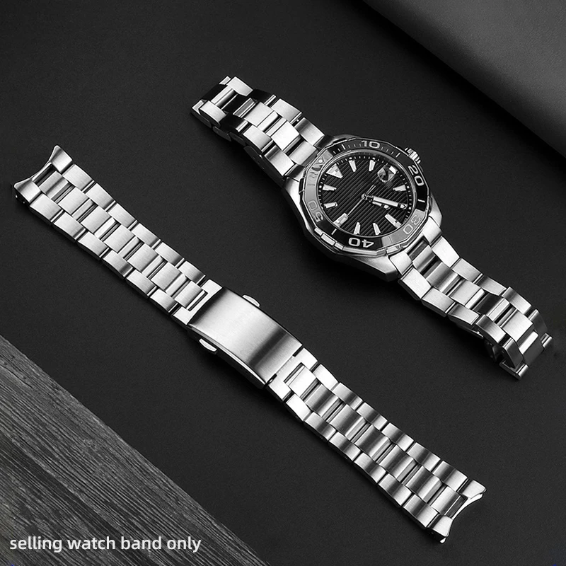 20.5mm 21.5mm solid stainless steel strap for TAG HEUER AQUARACER 300 special curved interface watch chain accessory