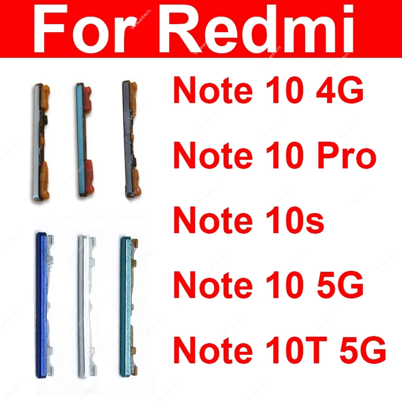 Pulsante laterale del volume per Xiaomi Redmi Note 10 10s 10T Pro 4G 5G Tasto del volume Tasti laterali di alimentazione Riparazione pezzi di