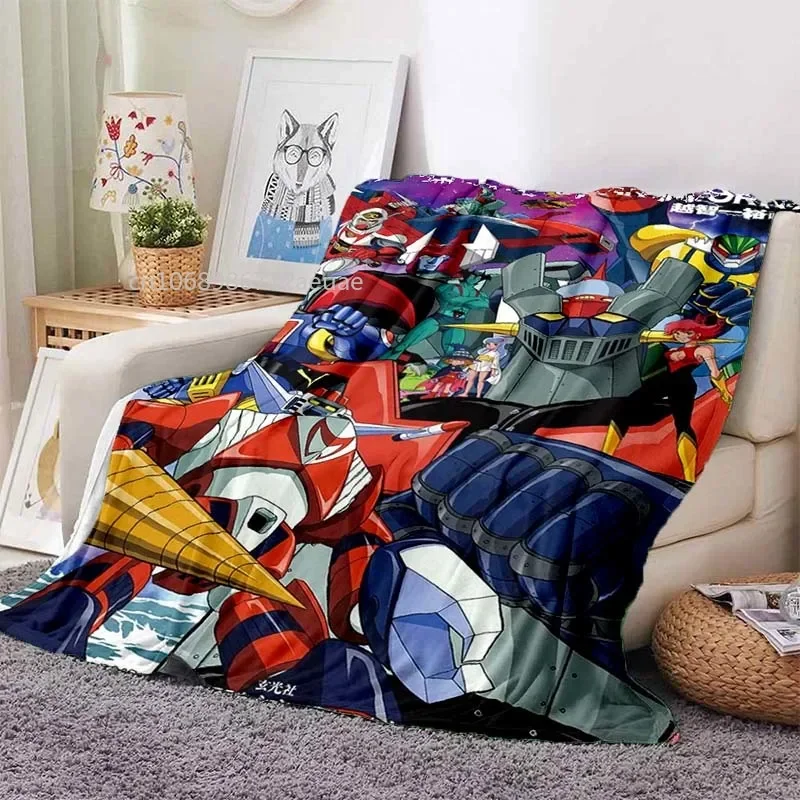 Mazinger z UFO Robot Grendizer Flannel Blanket Cartoon Anime Children Soft Cover Lightweight Bed Sofa Chair Blanket